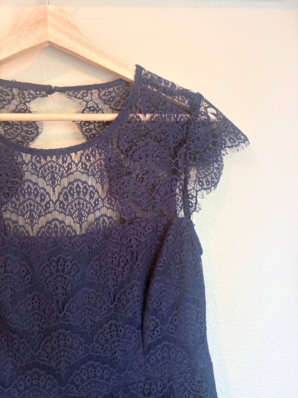 Kush and Jess Navy Lace Fit & Flare Dress | Medium | Cocktail & Wedding Guest